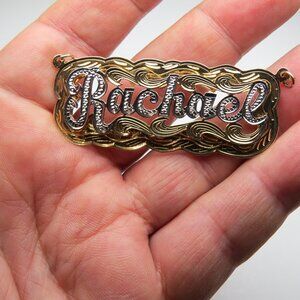 14k Gold  Double Name Plate RACHAEL Hand Made